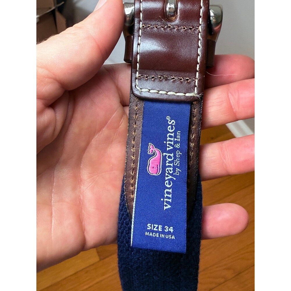 Vineyard Vines‎ Leather and Canvas Belt Size 34 - Picture 7 of 7